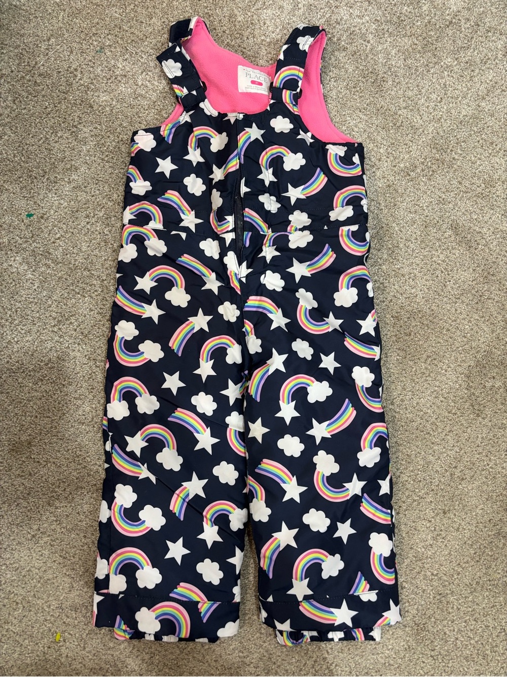 The Children's Place Snowsuit Girls Rainbow Bib Snow Overalls Size 3T